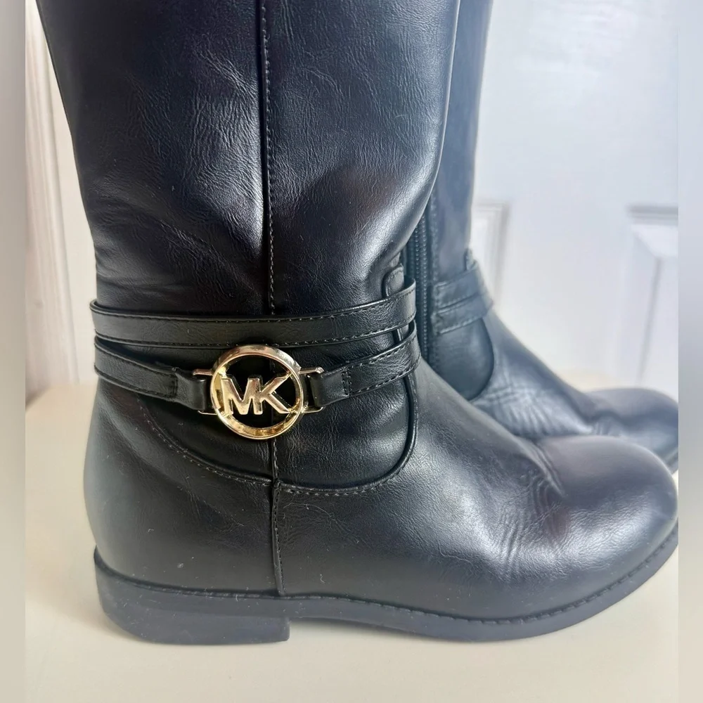 Michael Kors Girls Black & Brown Riding Boots Size 1